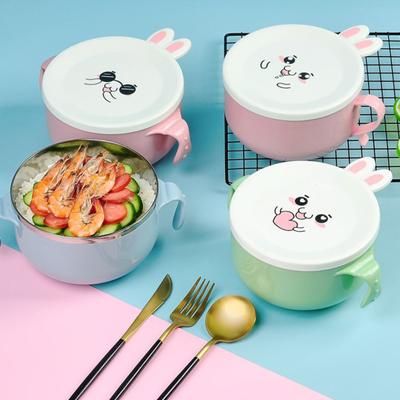 Lunch Box Double-layered Reusable Stainless Steel Portable Daily Use Rice Noodle Bowl Kitchen Supplies