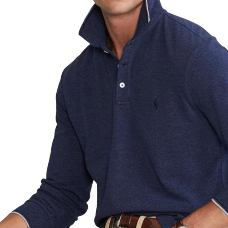 Polo Ralph Lauren Solid Color Small Pony Logo Embroidered Polo Shirt Long Sleeve Men Tops Navy-Blue MNPOKNI16821634-410