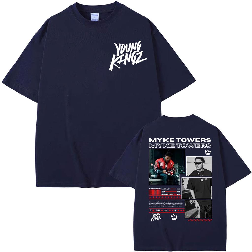 Rapper Myke Towers Young Kingz 2026 T Shirts Unisex Women Clothing Fashion Hip Hop Trend Tshirts Summer Casual 100 Cotton T Shirt