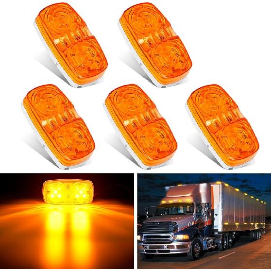 TL-03 10 PCS 3/4” Round Clearance Front Rear Side Indicator Bullet Marker Light for Truck RV Car Bus Trailer Van Caravan Boat (12V, Amber)