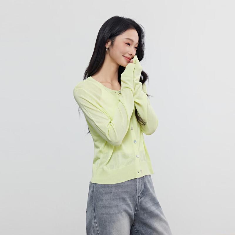 Elva' Island Women's Solid Long-Sleeve Round Neck Knit Cardigan