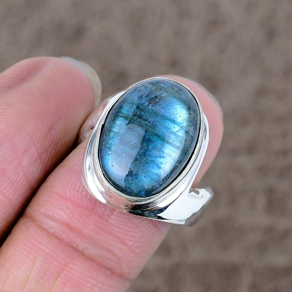 Labradorite Genstone Handmade 925 Sterling Silver Jewelry Ring Size 8 KKG-539