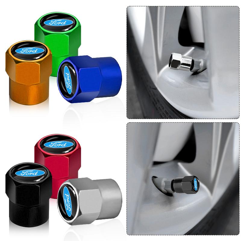 4pcs Car Metal Wheel Tire Air Valve Core Caps Car Accessories For Ford Focus Mondeo MK1 MK2 MK4 MK3 Fiesta ST Line Kugo Transit Escape Fusion Explorer