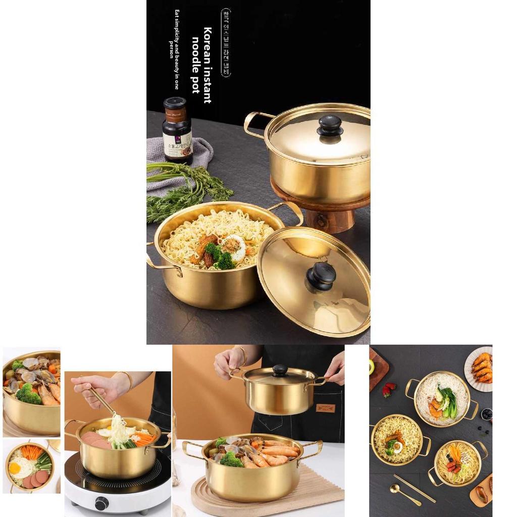 Ramen-Topf mit Deckel und Doppelgriffen aus Edelstahl für die Heimküche