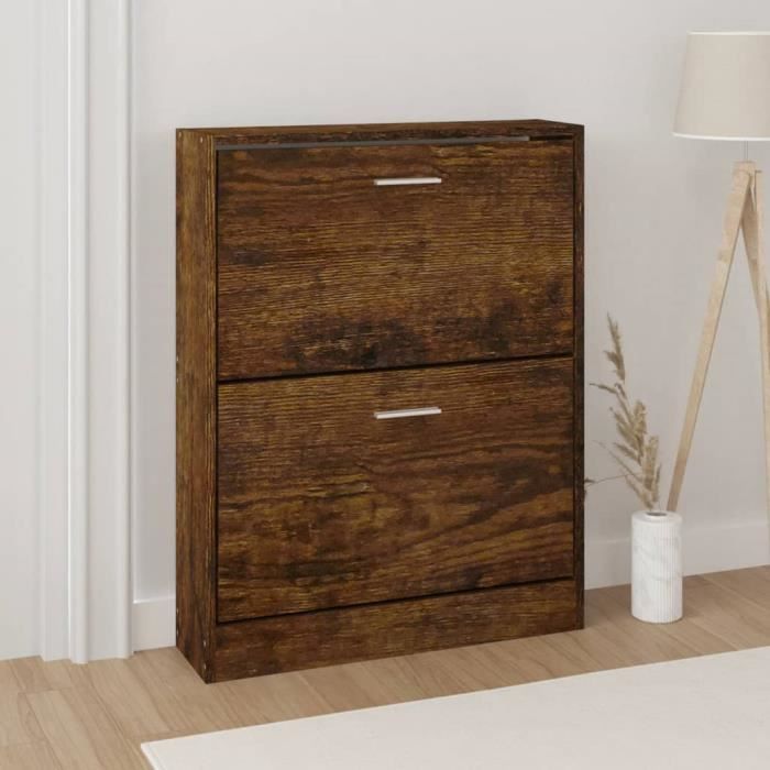 VidaXL Armoire à chaussures Chêne fumé 59x17x81 cm Bois d'ingénierie 342539