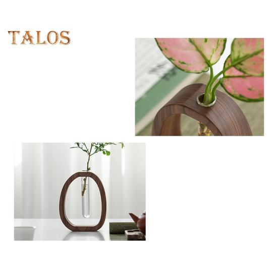 Vasă cu tub de încercare pentru plante hidroponice cu suport din lemn Vază cu flori transparentă Centru de masă Vază de propagare a plantelor Home Office Decor pentru birou