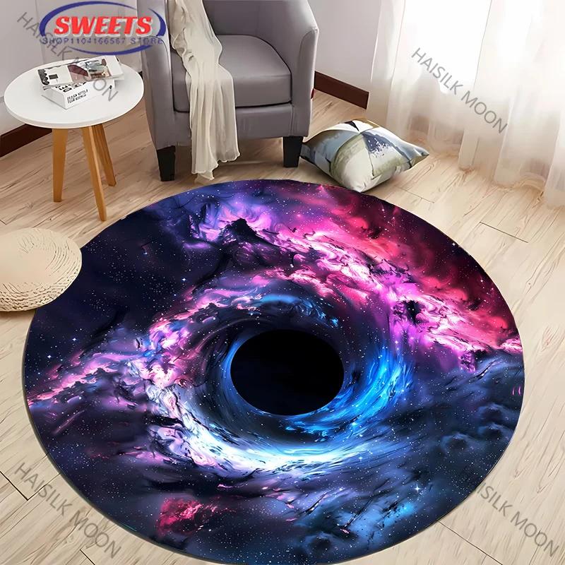 

Круглый ковер с 3D HD принтом космической черной дыры, коврик для стула, прочный нескользящий придверный коврик, детский игровой коврик, ковры для гостиной и спальни Diameter -60cm