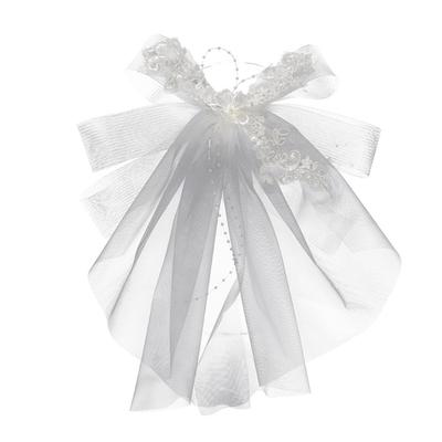 Brautschleier Haarspange Große Schleife Schleier Mit Blumensteckern Hochzeitshaarschmuck Durchsichtig Weiß Hochzeitsschleier Kopftuch Mantilla-Schleier