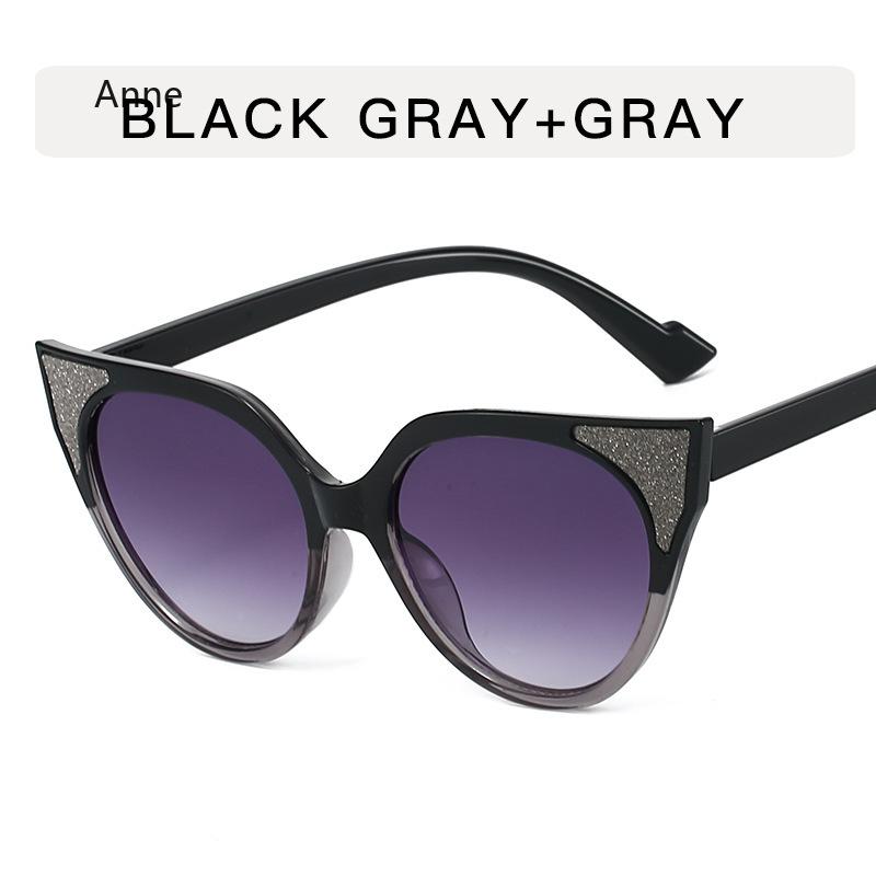 Cat Eye Sunglasses Women  Retro Design Elegant Ladies Half Frame Fashion Italy Sunglasses Female Vintage Eyewear Big