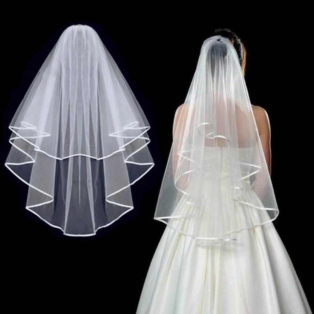 2 Tiers Bridal Veil Double Mesh Bride Headpiece Elegant Wedding Veil  Wedding