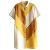 DIMANAF Plus Size Linen Blouse Dress Women 2025 Colorful New Summer Style Shirt O-Neck Loose New