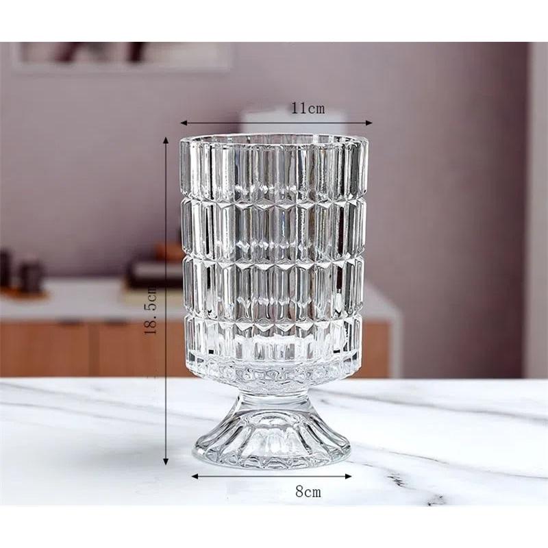 

Французская ваза из тисненого текстурированного стекла с цветами, украшение для гостиной, бытовое стекло, прозрачное, высококлассные декоративные орнаменты 11*8*18.5cm