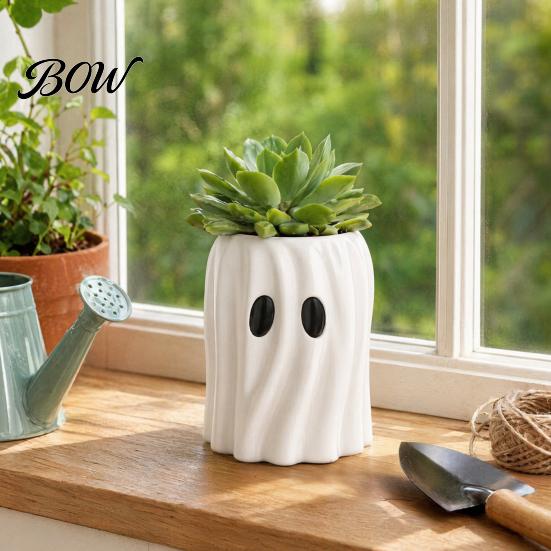 Ghost Planter Planter, Halloween Shaped Bucket, Cute Desktop Candy Small Resin Plant Pot Bowl for Home Office Shelf, Indoor Party Decor Decorative