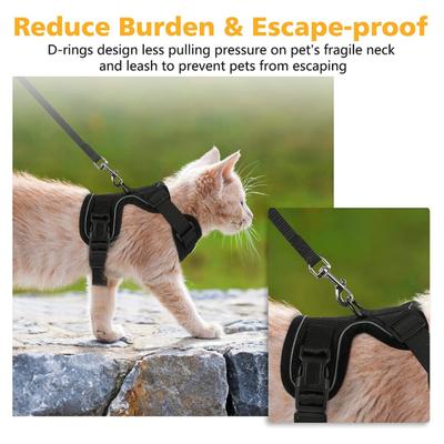 Harnais et laisse pour chat pour la promenade, réglable, anti-fuite, harnais gilet pour chaton avec réfléchissant