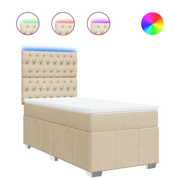 VidaXL Sommier à lattes de lit avec matelas Crème 90x200 cm Tissu, lit, lit à plate-forme, lit à panneaux, meuble de chambre 3293863