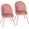 Set of 2 Velvet Dining Chairs with Padded Seat and Metal Legs. Pink