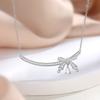 Sterling silver personalized bow necklace, women's high sense, European and American fashion big brands, the same water drop S925 silver pendant
