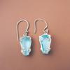 Himmelblauer Topas Edelstein 925 Sterling Silber Schmuck Handgefertigte Hakenohrringe 1,45" EE-129-3