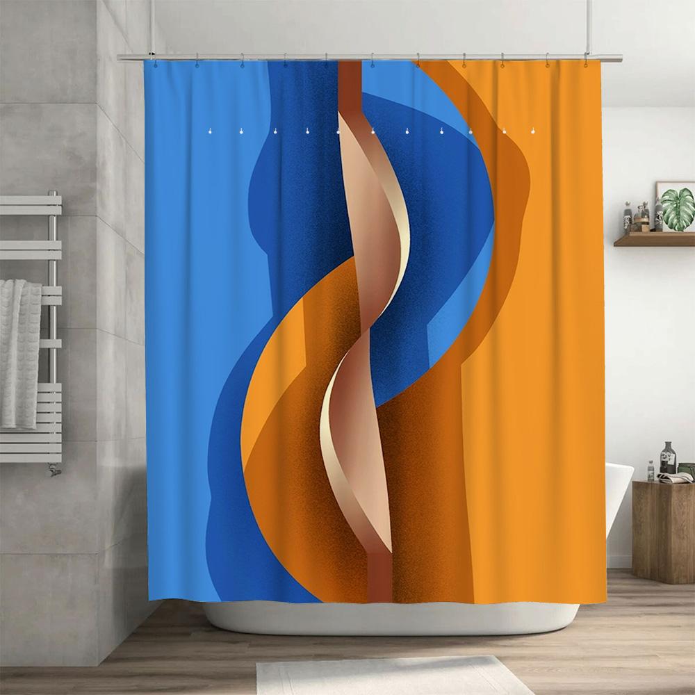 Modern Colorful Shower Curtain with Waterproof Fabric for Bathrooms Decor Orange Blue Gradient Pattern Available in Custom Sizes