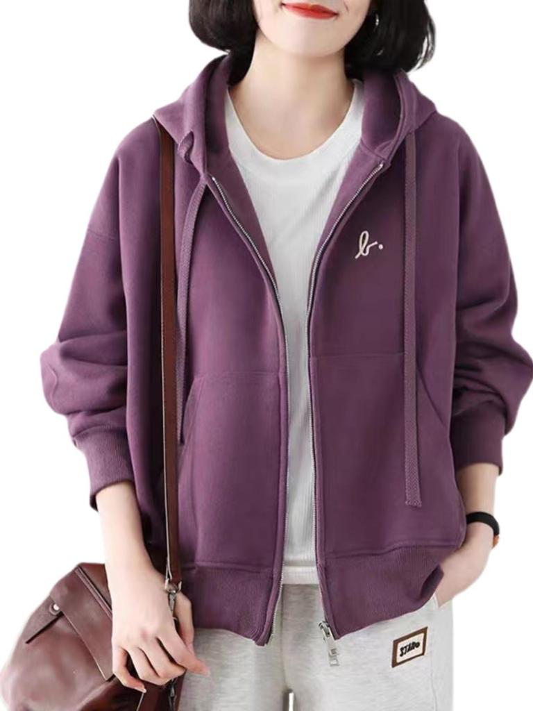 Dámská ležérní jarní bunda plus size - Stylový kardigan pro mámu středního věku, mikina, kolekce 2025