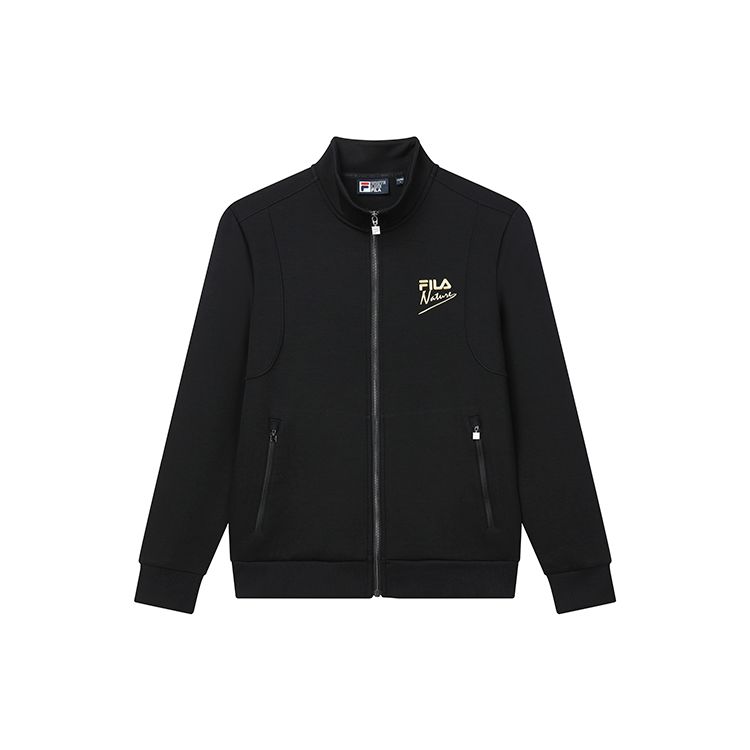 FILA Logo Casual Knit Printed Letter Long Sleeve Sports Coach Jacket Men jackets Black F11M218503F-BK S