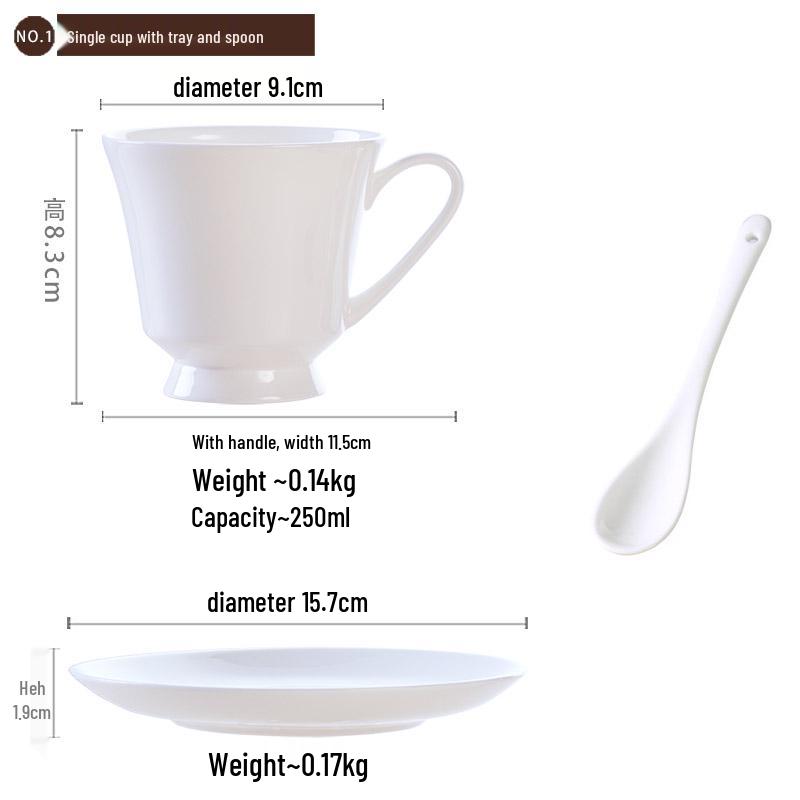 White Bone China Ceramic Latte & Tea Cup