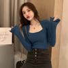 Women's Stylish U-Neck Long Sleeve Knit Top - Fashionable Autumn/Winter Solid Color Sweater