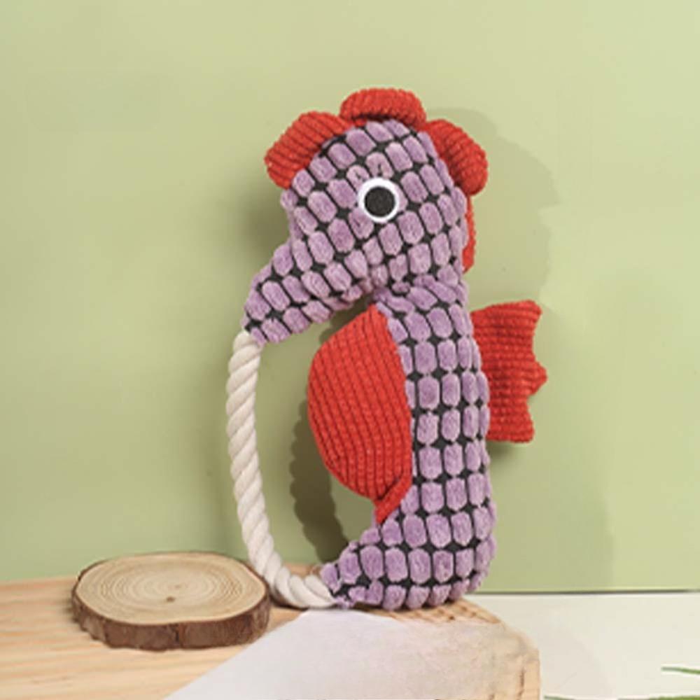 Seahorse Plush Toy for Dogs Bite Resistant Squeaky Rope Toy for Puppies Funny Dog Accessories