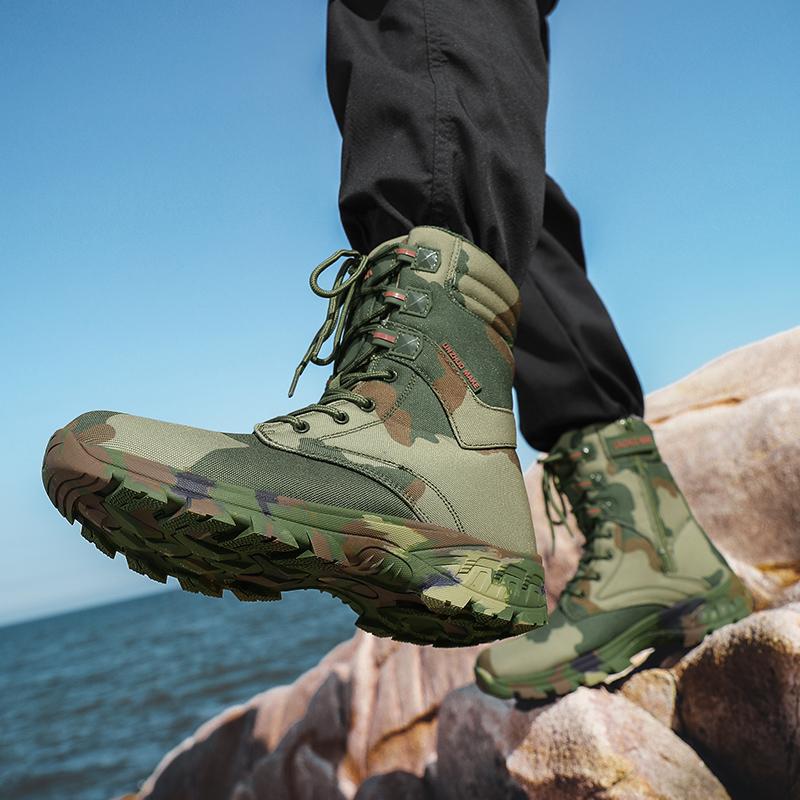 Men's Tactical Desert High Top Boots Retro Style Motorcycle Boots Outdoor Hiking Camping Shoes Comfy Ankle Boots Sized For 39-46