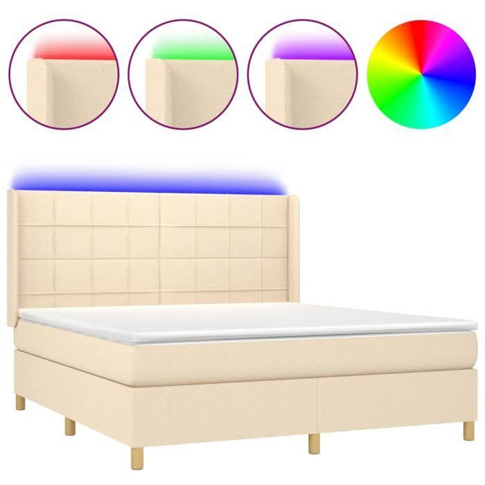 Maison Exclusive - Sommier à lattes de lit matelas et LED Crème 180x200 cm Tissu