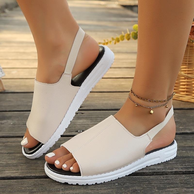 Fashion 2025 Fashion Ladies Shoes Elastic Band New Open Toe Casual Sandals Women Summer Plus Size Comfortable Best Seller Flat Sandals