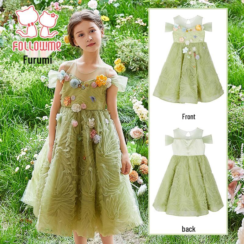 Девочковое платье-принцесса в лесном стиле с цветами 110