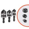 90 Degree Steel 3Pcs Carbon Hexagonal Shank Chamfer Wood Work Hole Drill Bit