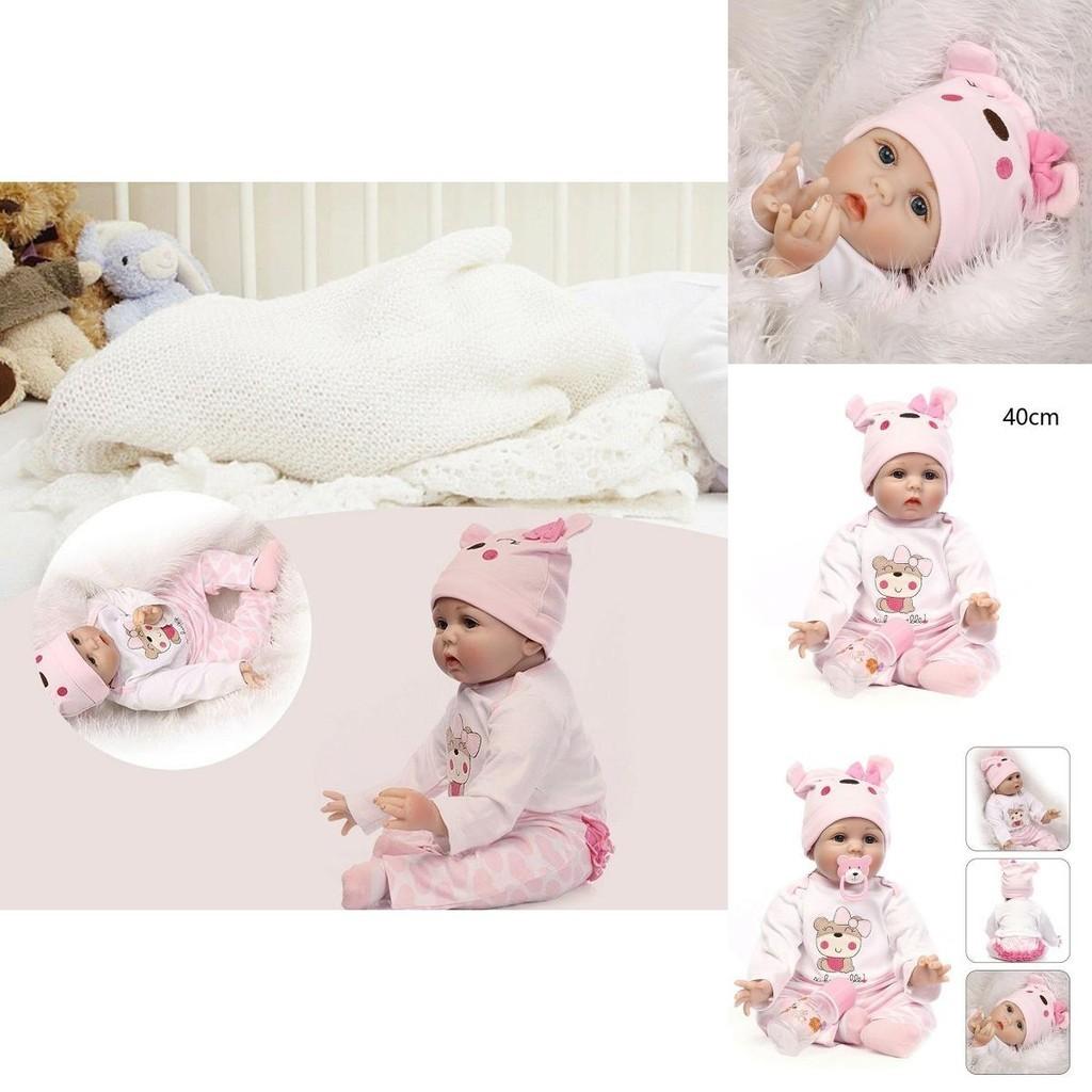 Lovely 16" Soft Silicone Reborn Doll With Natural Mohair And Realistic Baby-like Appearance