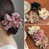 New Retro Folded Chiffon Oversize Scrunchies Women Sweet Temperament Fashion Exaggerated Hair Band Hair Accessorie