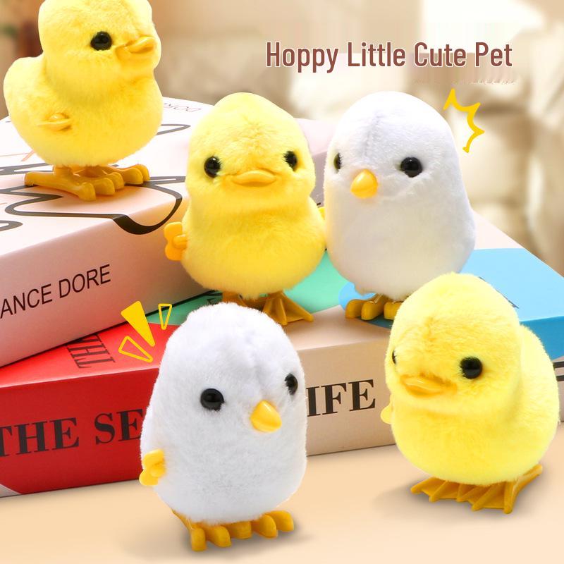 Children's Wind-up Jumping Plush Chick Simulation Nostalgic Toy