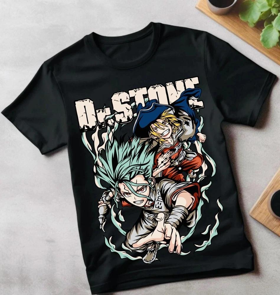 Anime Dr Stone Senku Ishigami Ryusui Asagiri Black TShirt S