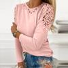 Womens Lace Hollow Out Tops Fall Cold Shoulder Shirts Long Sleeve Crewneck Blouses Casual Loose Pullover Shirts
