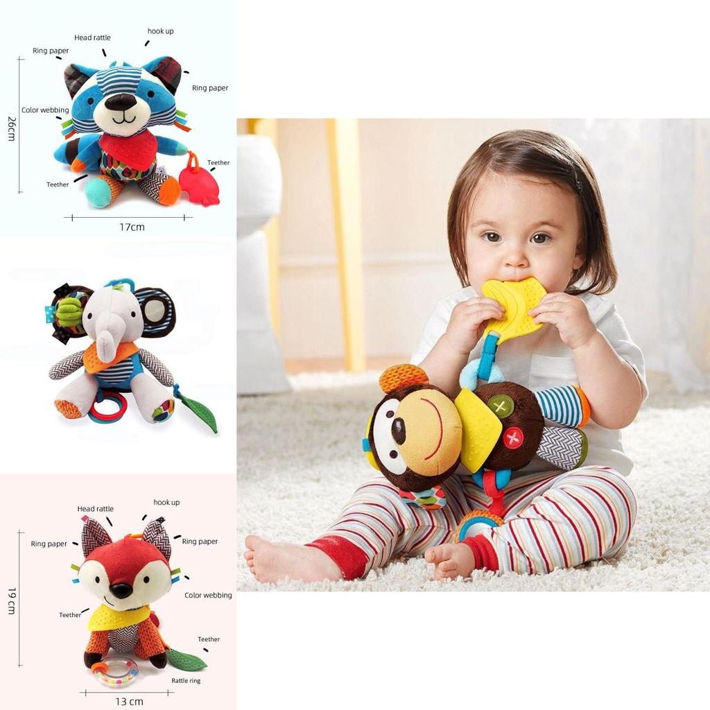 Soft And Colorful Plush Stuffed Toy For Infants With Multiple Textures And Teether For Sensory Play