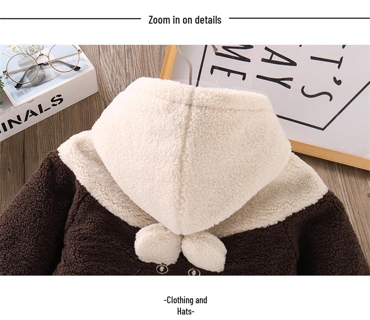 Boys' Cartoon Fleece Sweater with Velvet, Winter Three-Layer Quilted Jacket