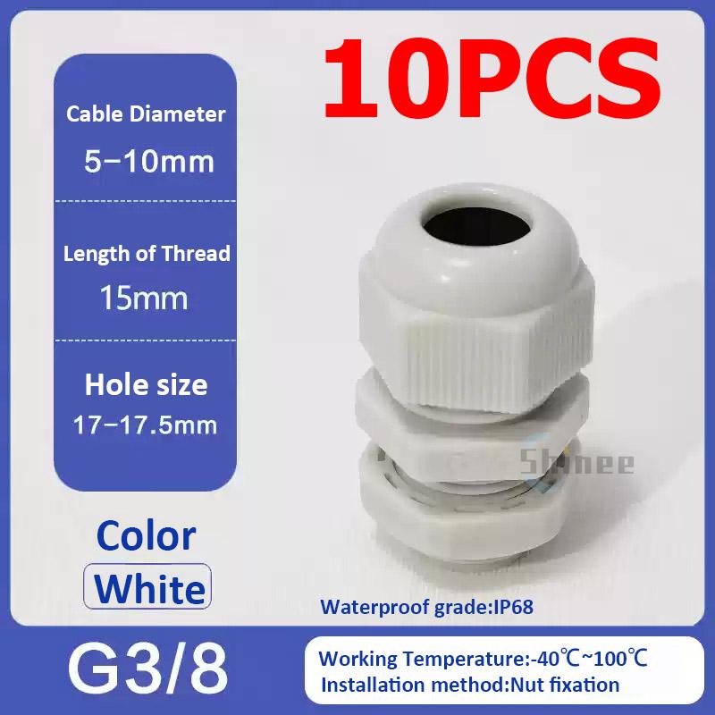 10Pcs Waterproof Cable Gland NPT 1/4 NPT 1/2 NPT 3/8 American Nylon Cable Joint Black Flame-retardant 4-25mm Wire Connector IP68