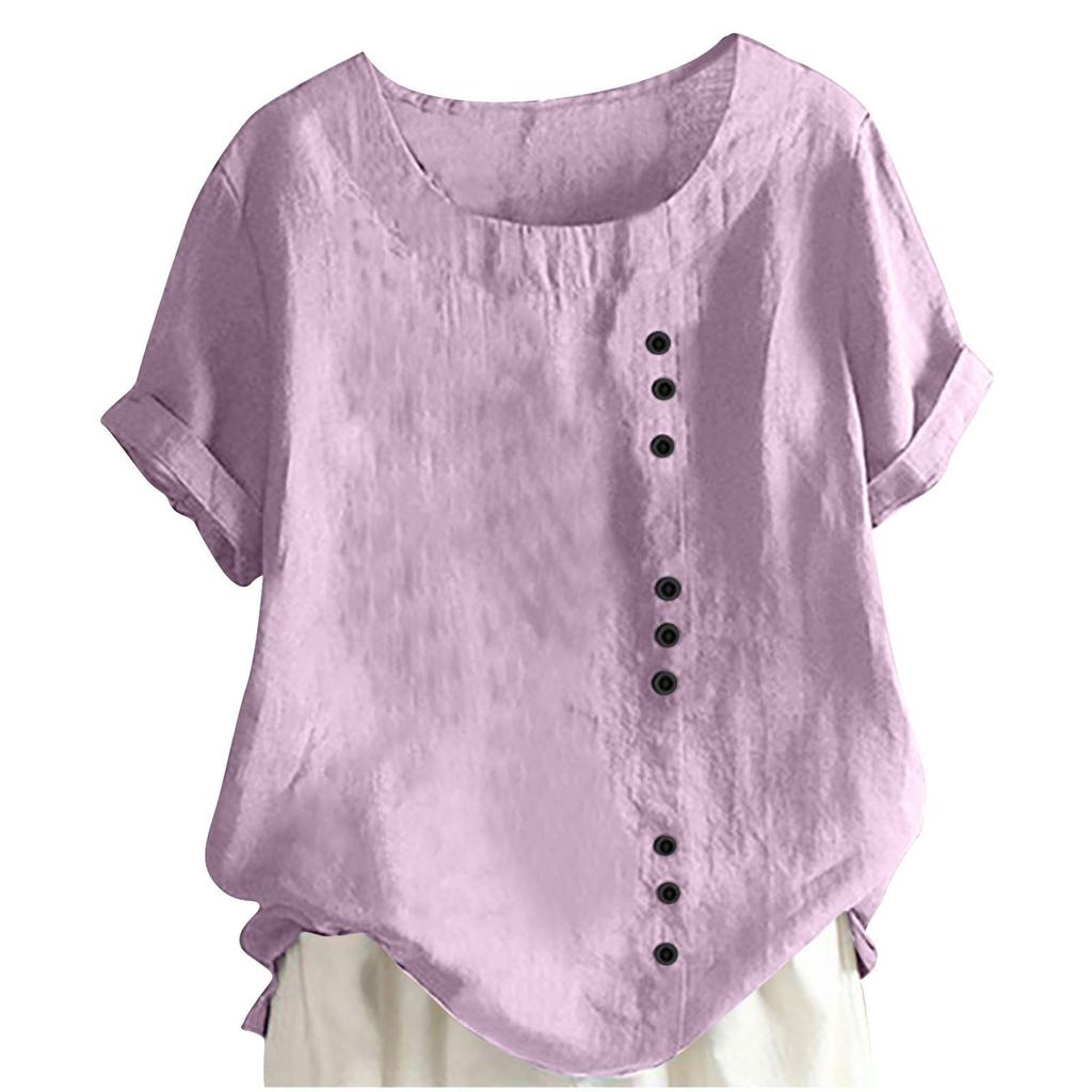 Summer Children's Casual Solid-color Round-neck Top And Casual Loose T-shirt
