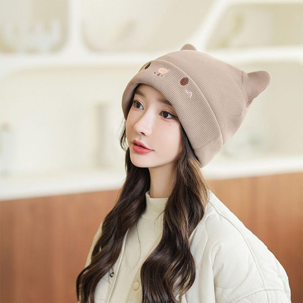 Cute Woollike Knitted Hat Cat Ears Womens Lady Girl Headgear Cap Christmas Hats Soft Beanie Hat Pullover Cap