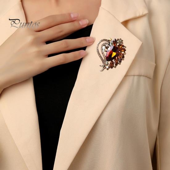 Yaratıcı Parlayan Rhinestones Cam Kakma Broş Kalp Şekli Ceket Yaka Pin Elbise Şal Şapka Eşarp Rozeti Ceket Aksesuarları