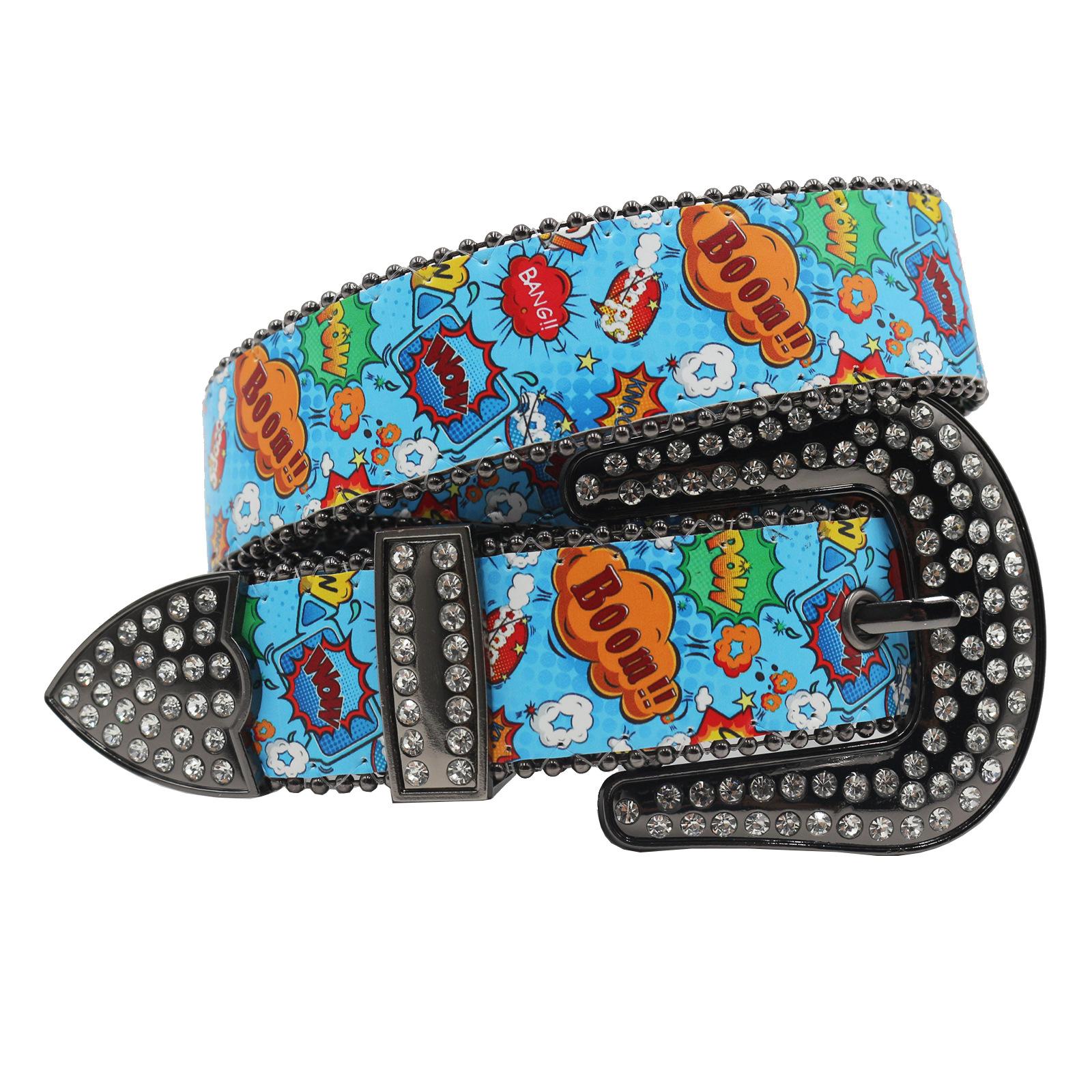 

Оригинальный пояс с граффити-печатью европейской и американской субкультуры, пояс со стразами в стиле английского восклицательного слова Y2K 125cm белый