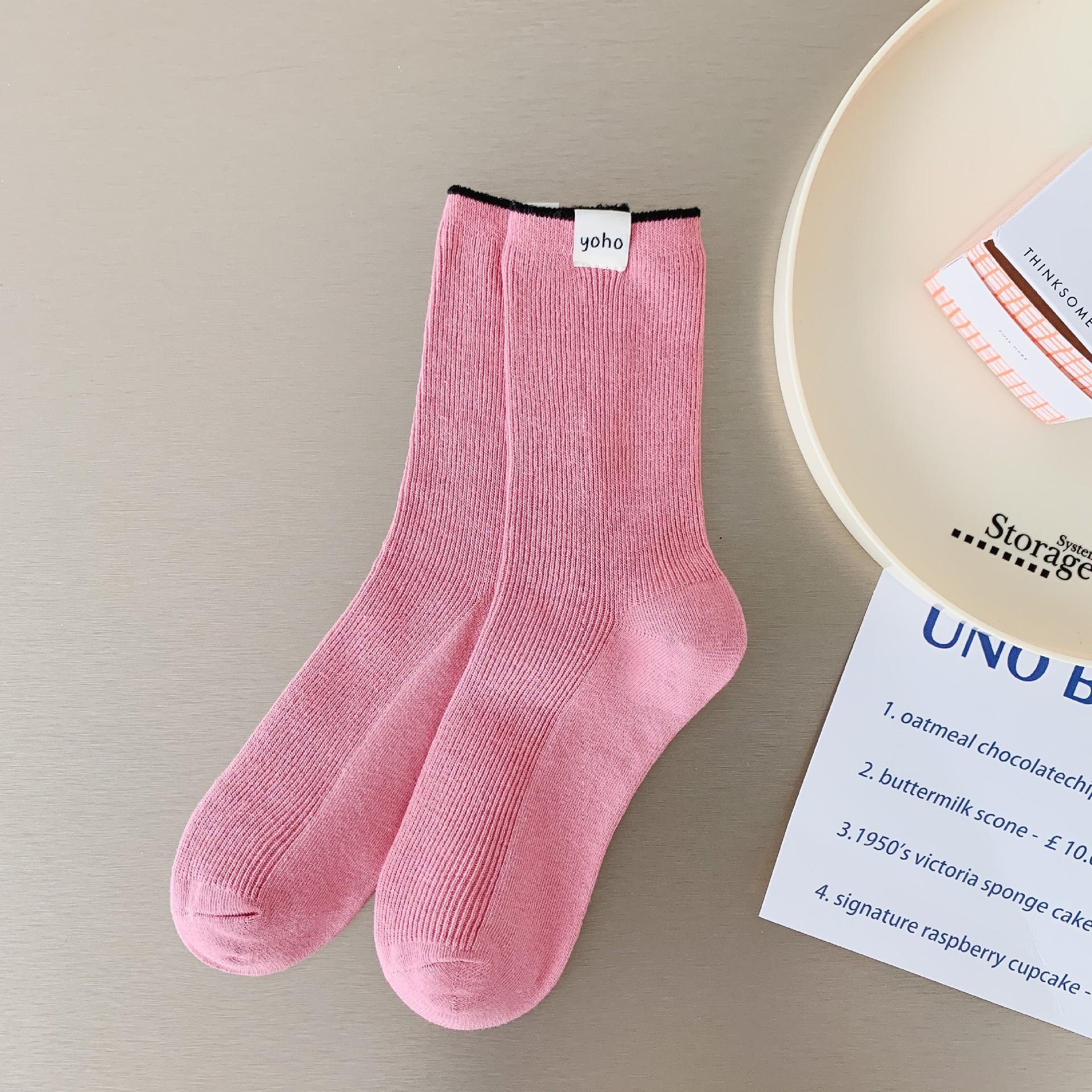 Женские осенне-зимние теплые милые носки из махры с тканевой этикеткой 1 pair