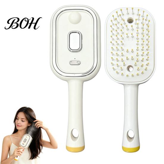 Electric Hair Comb Steam Brush with Essence & Measuring Cup, Rechargeable Anti-Static Scalp Static Reducing Massager Spray Brush, Frizz Control