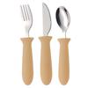 Silicone Handle 304 Stainless Steel Children's Knife, Fork and Spoon 3-piece Cutlery Children's Fork and Spoon Portable Tableware