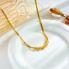 Fashion Light Luxury Simple Transparent Heart Zirconia Snake Bone Necklace Bracelet Set Stainless Steel Titanium Steel