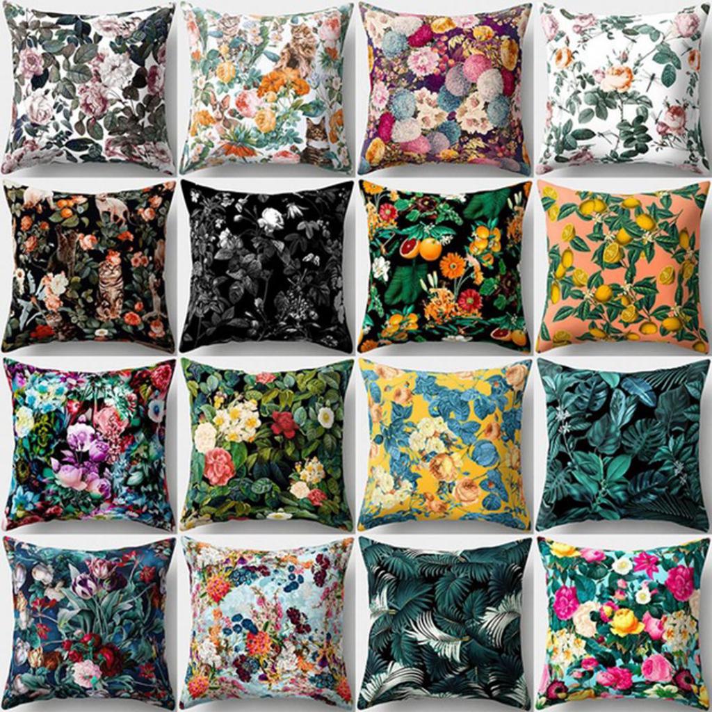 Fashion Flower Green Leaves Cushion Cover Pillow Case Car Home Bed Sofa Decor
